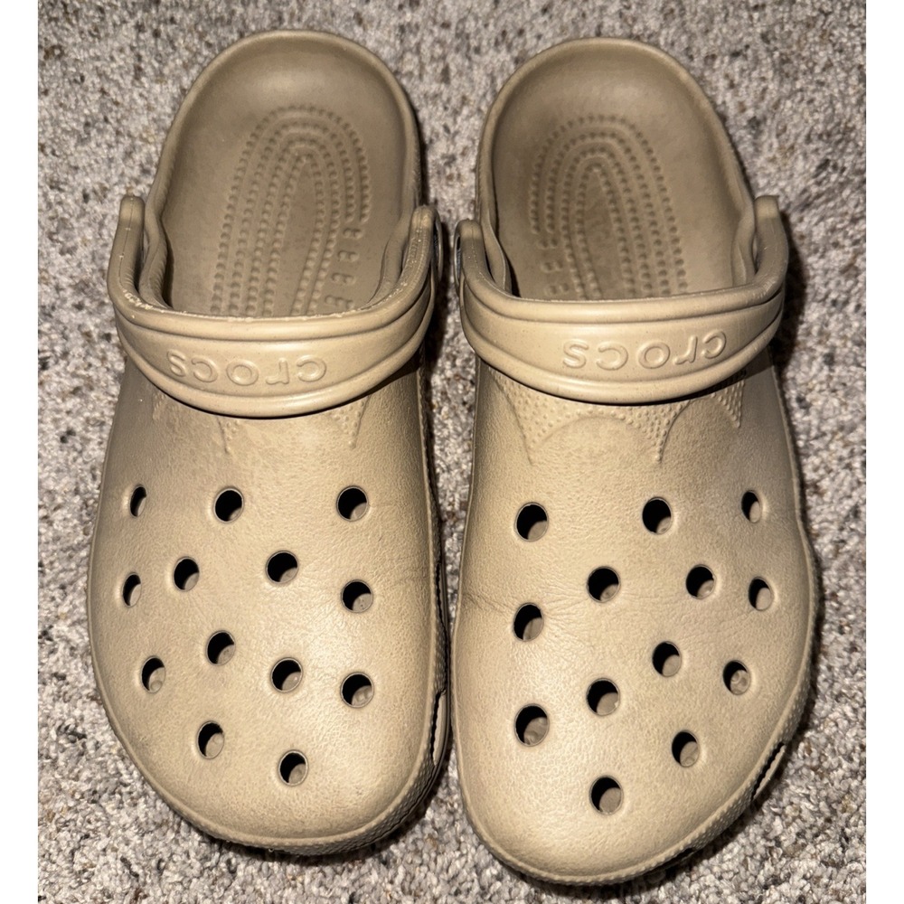 Crocs Unisex Classic Clogs Khaki/Tan Light Brown Slip On Slippers M 6-7 W 8-9